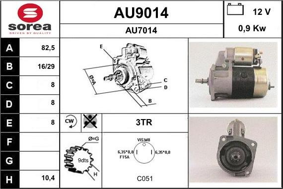 SNRA AU9014 - Стартер autospares.lv