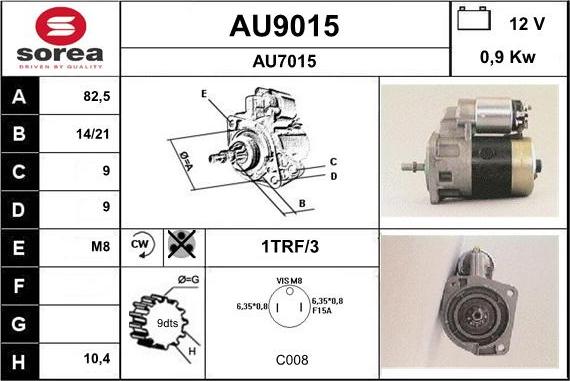 SNRA AU9015 - Стартер autospares.lv