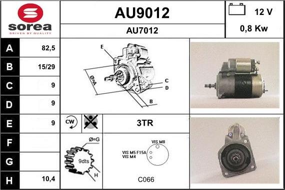 SNRA AU9012 - Стартер autospares.lv