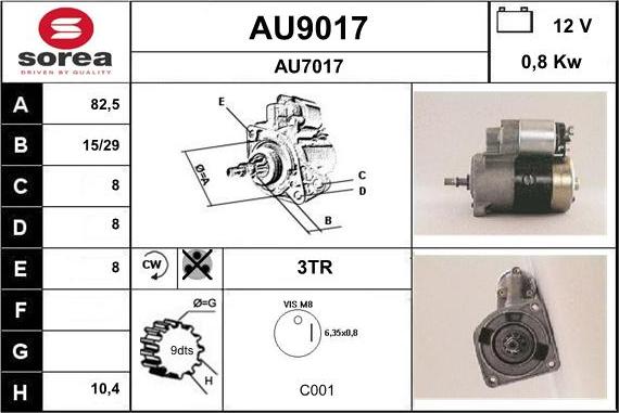 SNRA AU9017 - Стартер autospares.lv