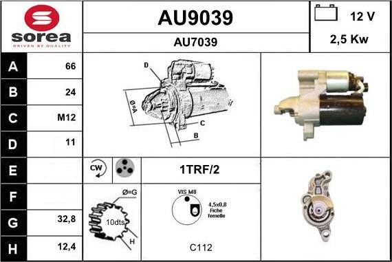 SNRA AU9039 - Стартер autospares.lv