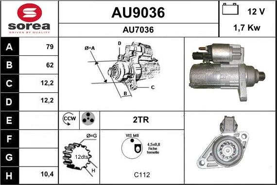 SNRA AU9036 - Стартер autospares.lv