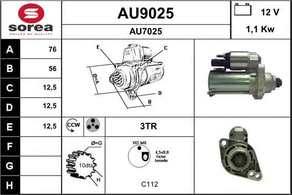 SNRA AU9025 - Стартер autospares.lv