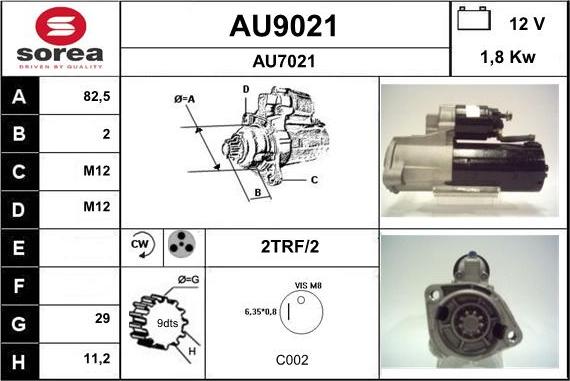 SNRA AU9021 - Стартер autospares.lv