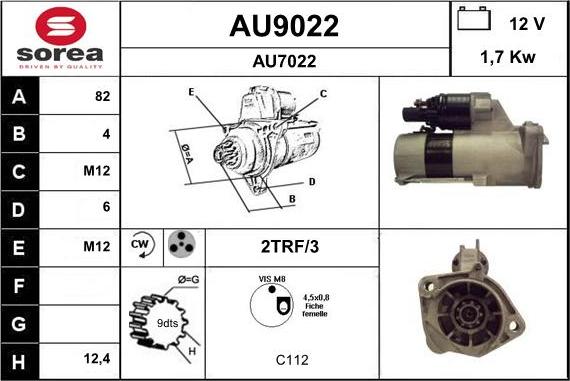 SNRA AU9022 - Стартер autospares.lv