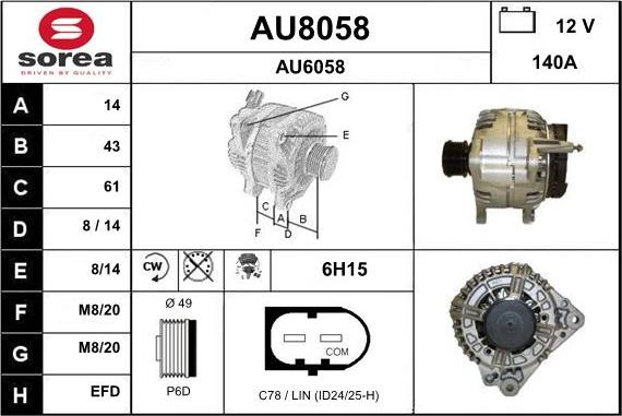 SNRA AU8058 - Генератор autospares.lv