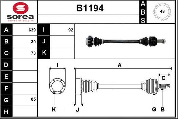 SNRA B1194 - Приводной вал autospares.lv