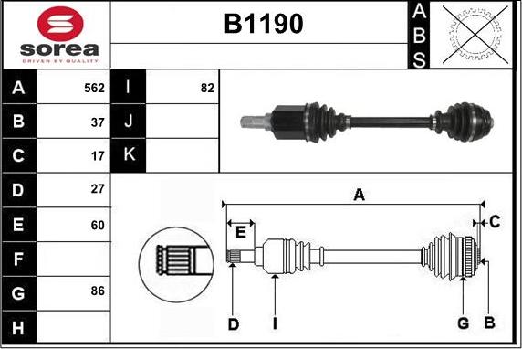 SNRA B1190 - Приводной вал autospares.lv