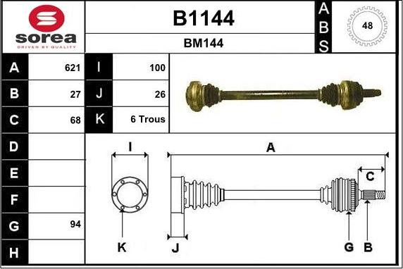 SNRA B1144 - Приводной вал autospares.lv