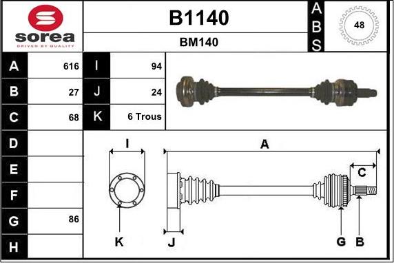 SNRA B1140 - Приводной вал autospares.lv