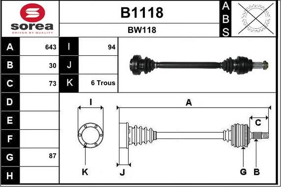 SNRA B1118 - Приводной вал autospares.lv