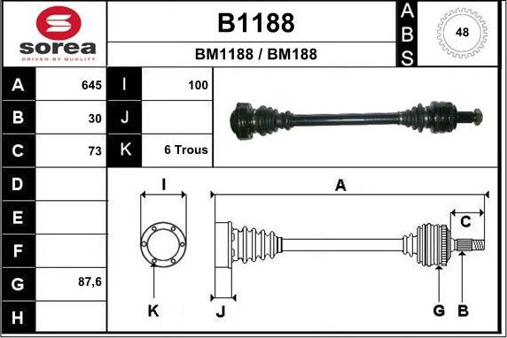 SNRA B1188 - Приводной вал autospares.lv