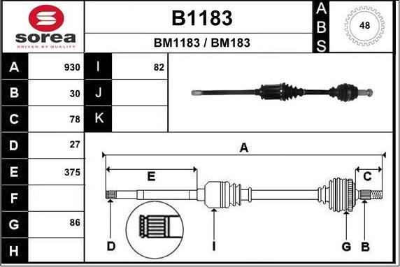 SNRA B1183 - Приводной вал autospares.lv