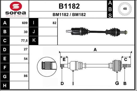 SNRA B1182 - Приводной вал autospares.lv