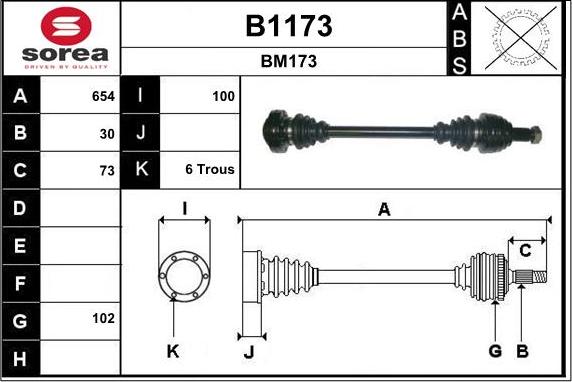 SNRA B1173 - Приводной вал autospares.lv