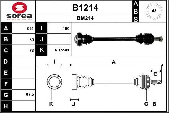 SNRA B1214 - Приводной вал autospares.lv