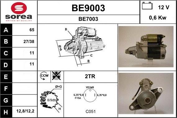 SNRA BE9003 - Стартер autospares.lv