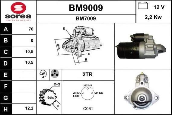 SNRA BM9009 - Стартер autospares.lv