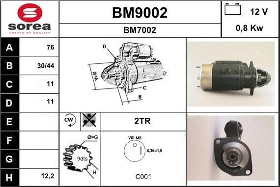 SNRA BM9002 - Стартер autospares.lv