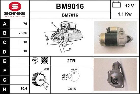 SNRA BM9016 - Стартер autospares.lv