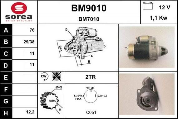 SNRA BM9010 - Стартер autospares.lv