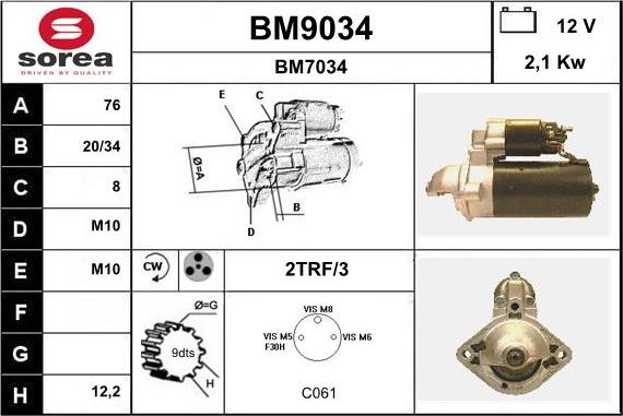 SNRA BM9034 - Стартер autospares.lv