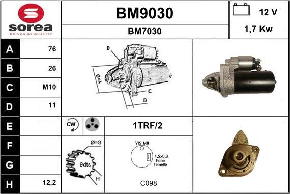 SNRA BM9030 - Стартер autospares.lv