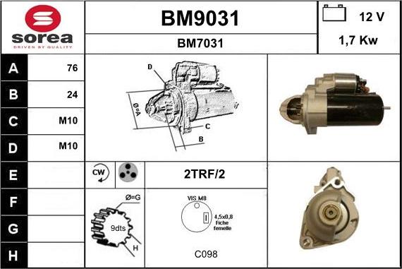 SNRA BM9031 - Стартер autospares.lv