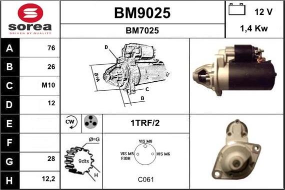 SNRA BM9025 - Стартер autospares.lv