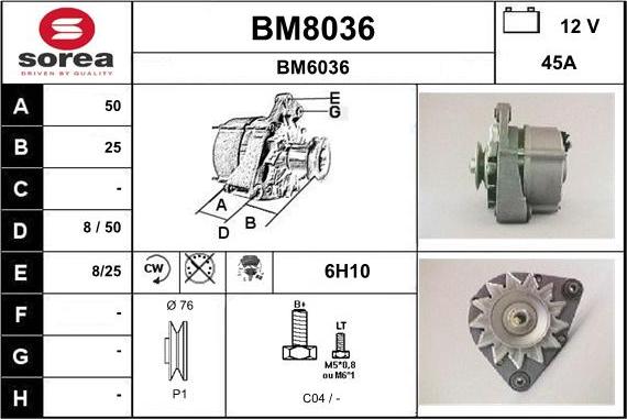 SNRA BM8036 - Генератор autospares.lv