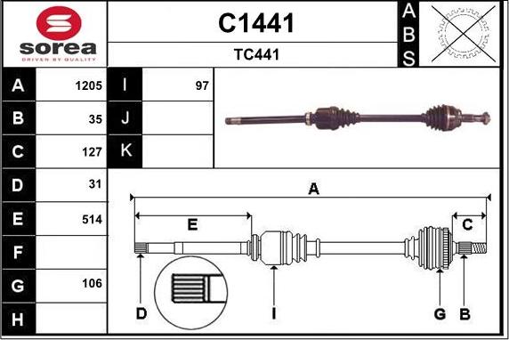 SNRA C1441 - Приводной вал autospares.lv