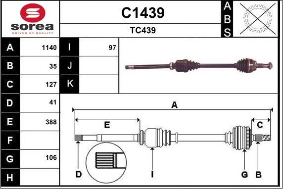 SNRA C1439 - Приводной вал autospares.lv