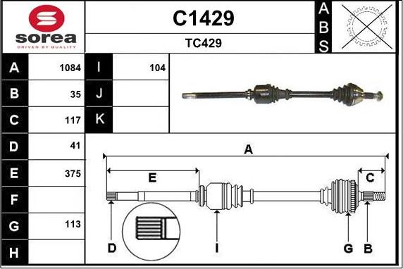 SNRA C1429 - Приводной вал autospares.lv