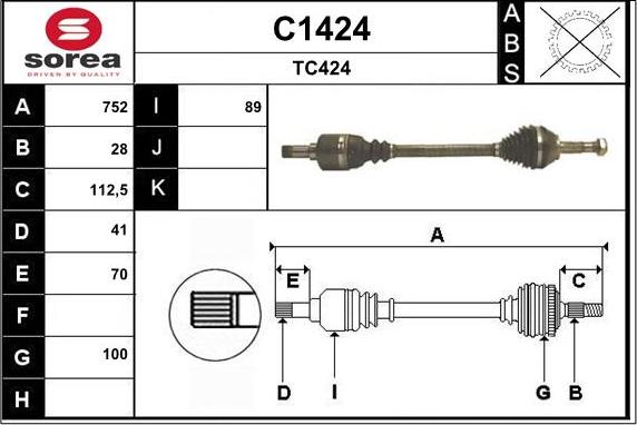 SNRA C1424 - Приводной вал autospares.lv