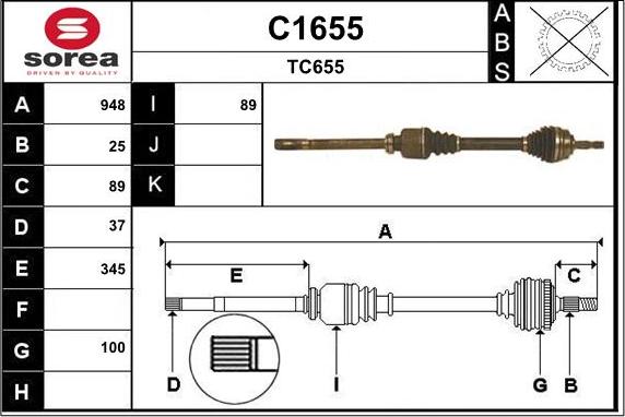 SNRA C1655 - Приводной вал autospares.lv