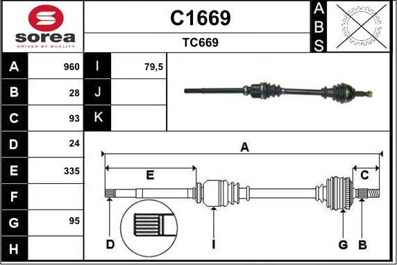 SNRA C1669 - Приводной вал autospares.lv