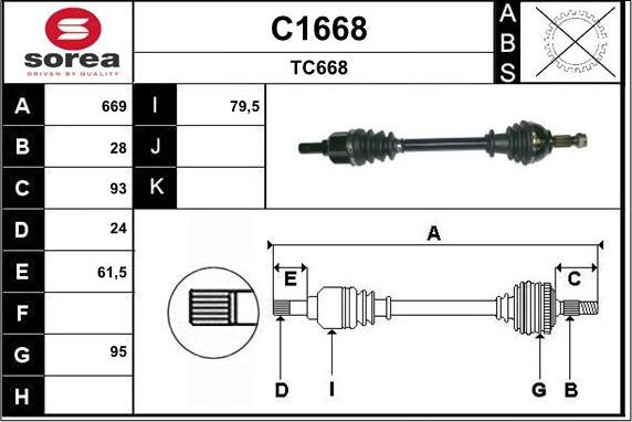 SNRA C1668 - Приводной вал autospares.lv