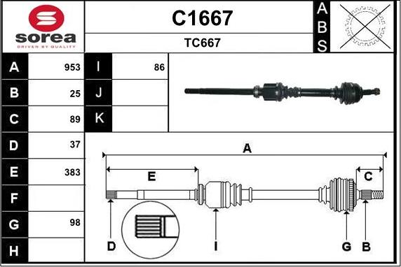 SNRA C1667 - Приводной вал autospares.lv