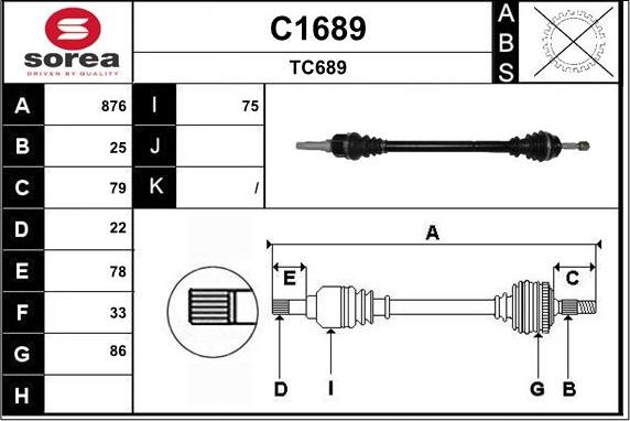 SNRA C1689 - Приводной вал autospares.lv