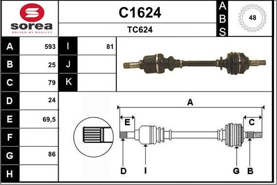 SNRA C1624 - Приводной вал autospares.lv