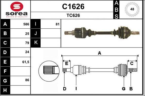 SNRA C1626 - Приводной вал autospares.lv