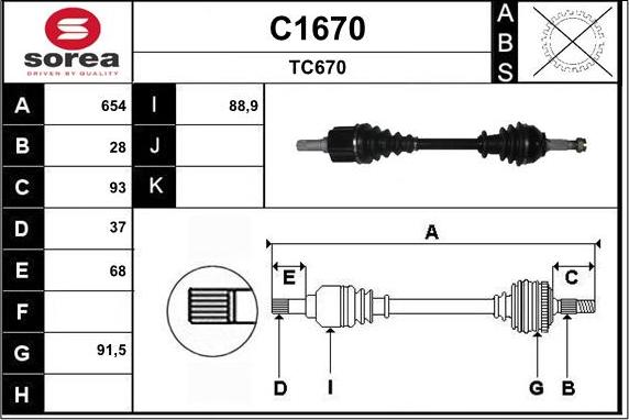 SNRA C1670 - Приводной вал autospares.lv