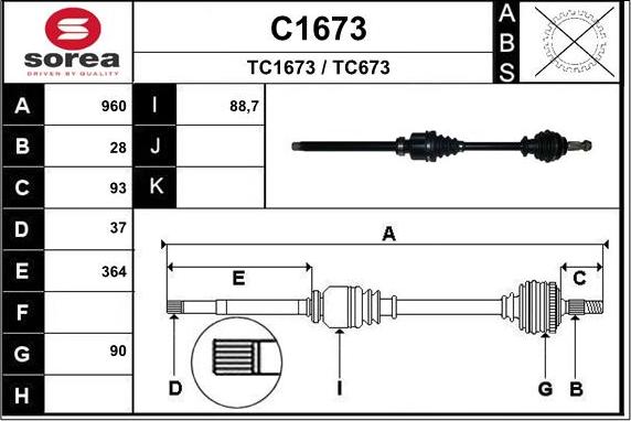 SNRA C1673 - Приводной вал autospares.lv