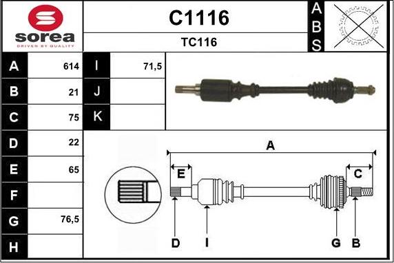 SNRA C1116 - Приводной вал autospares.lv