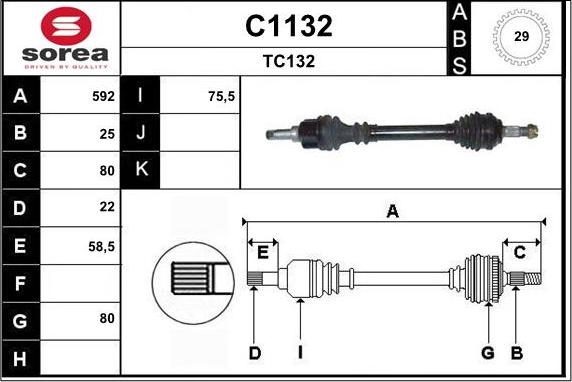 SNRA C1132 - Приводной вал autospares.lv