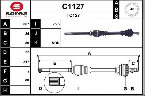 SNRA C1127 - Приводной вал autospares.lv