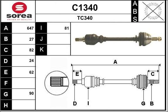 SNRA C1340 - Приводной вал autospares.lv