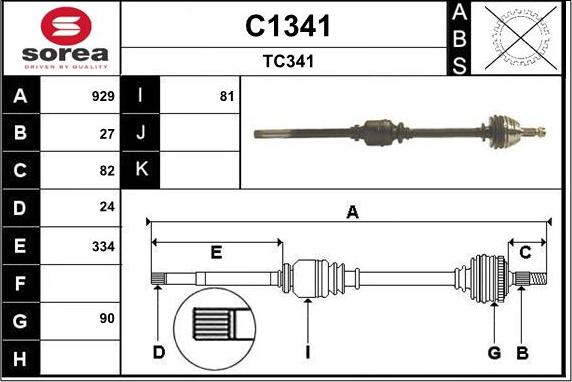 SNRA C1341 - Приводной вал autospares.lv