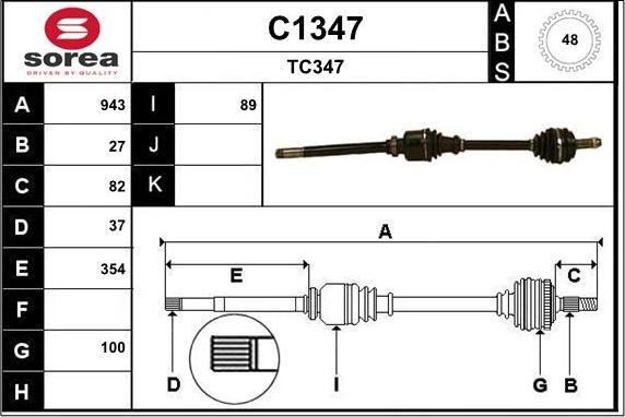 SNRA C1347 - Приводной вал autospares.lv