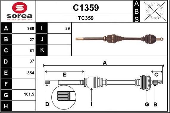 SNRA C1359 - Приводной вал autospares.lv